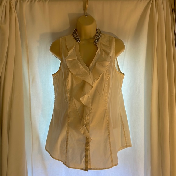 White Top with Gorgeous Rhinestones, Size Small, White House Black Market